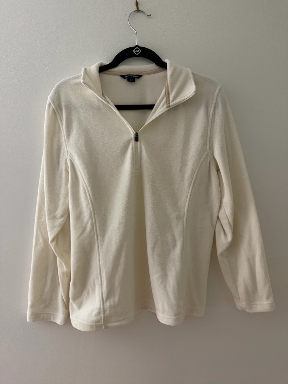 Lands' End Cream Quarter-Zip Fleece Pullover